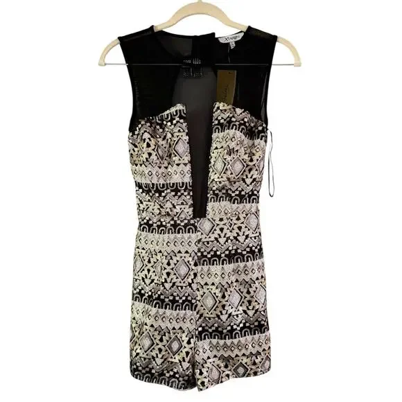 Xtaren Southwestern Aztec Mesh Romper Womens Size Small NWT Party Going Out Fun - Picture 1 of 6